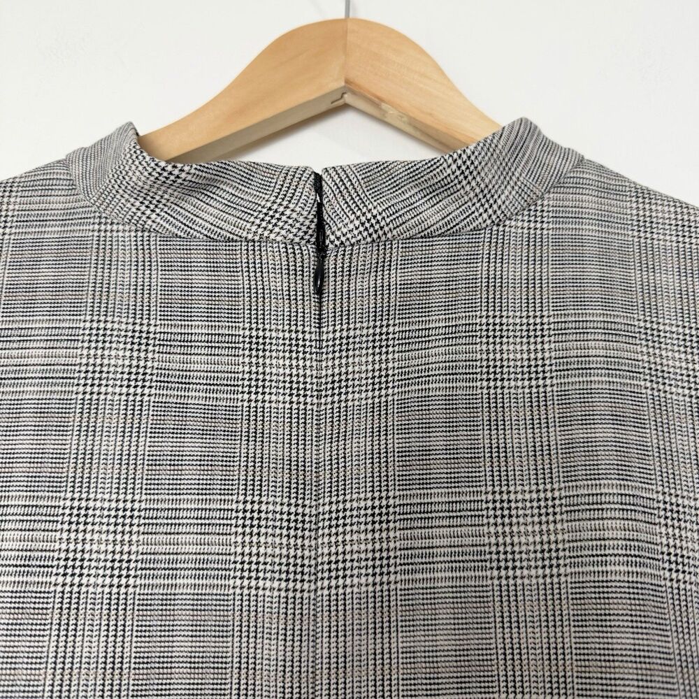Ann Taylor Career Dress Black Ivory Tan Houndstooth Plaid Mock Neck Women’s 18 - Picture 7 of 12